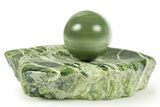 Polished Noble Serpentine Sphere with Base - Washington #367357-2